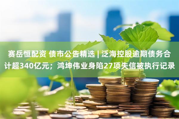 赛岳恒配资 债市公告精选 | 泛海控股逾期债务合计超340亿元；鸿坤伟业身陷27项失信被执行记录